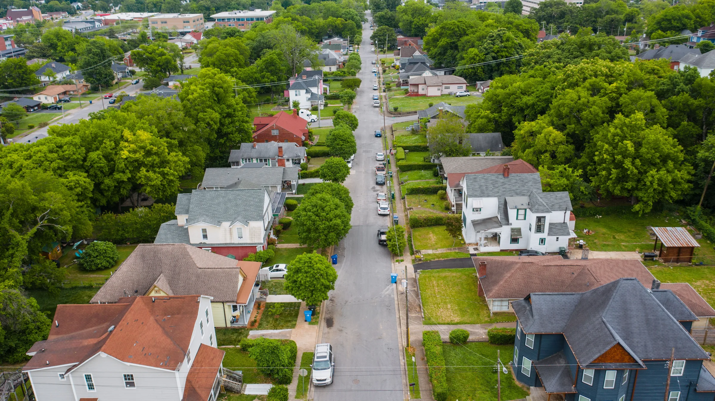Aerial view of a residential community